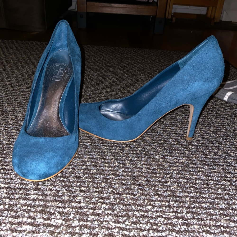 Blue suede Jessica Simpson heels